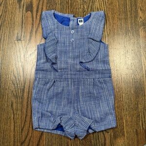 Janie and Jack Blue Tweed Romper size 12-18M